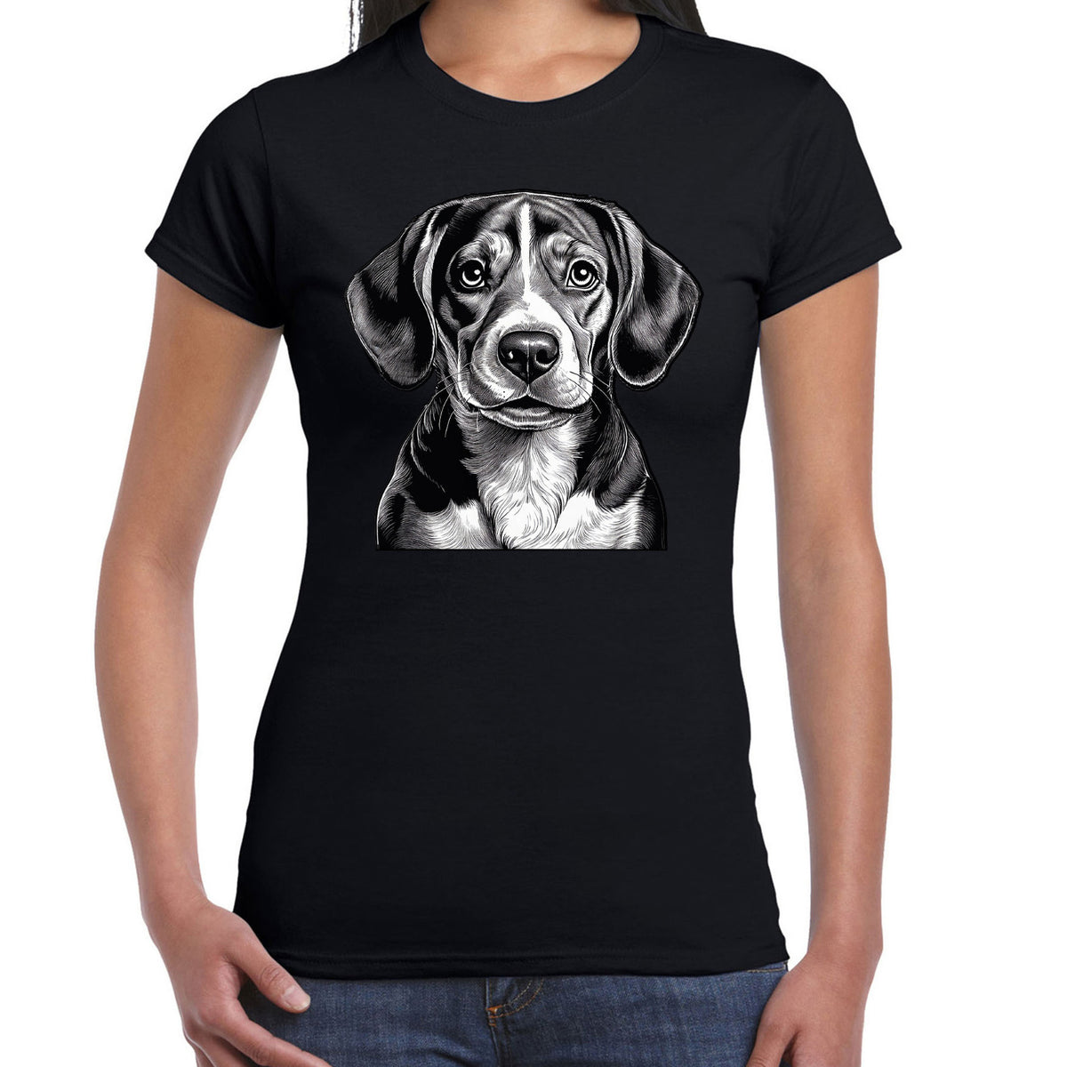 cadeau-verkleed-tshirt-dames-zwart-beagle-hond-hondenliefhebber_10468405