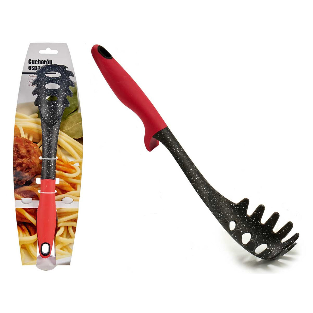 kook-keuken-gerei-spaghetti-opschep-lepel-zwart-rood-kunststof-32-cm_10426418-1