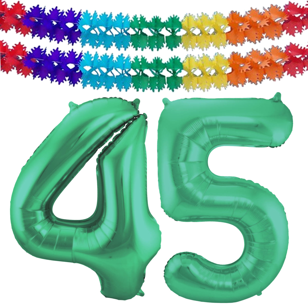 folat-verjaardag-leeftijd-folieballon-45-jaar-groen-86-cm-incl-2x-slingers_10376421