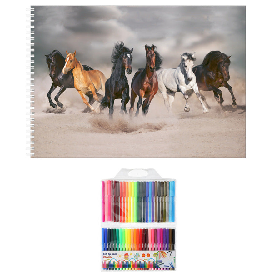 schetsboek-paarden-liefhebbers-a4-50-paginas-met-50-viltstiften_10226422