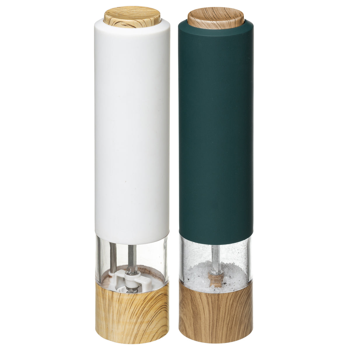 set-van-2x-stuks-elektrische-zout-en-pepermolens-kunststof-zwart-wit-22-cm-inclusief-batterijen_10348430