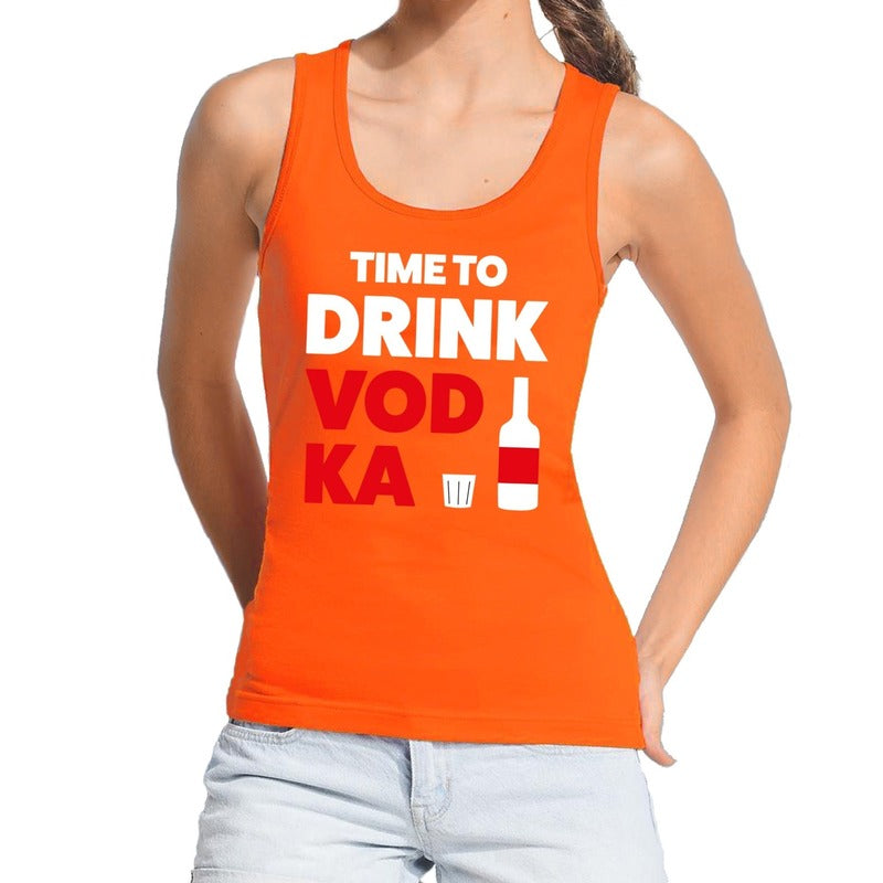 time-to-drink-vodka-tekst-tanktop--mouwloos-shirt-oranje-dames_10142430