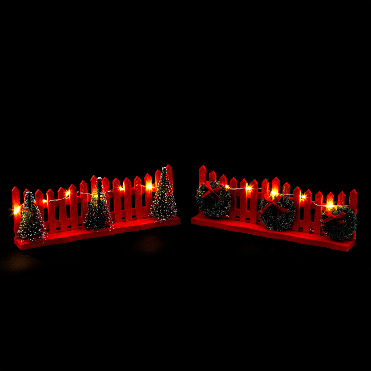 kerstdorp-hekjes-2x-rood-met-led-licht-15-x-25-x-6-cm-kunststof-omheining_10438439-1
