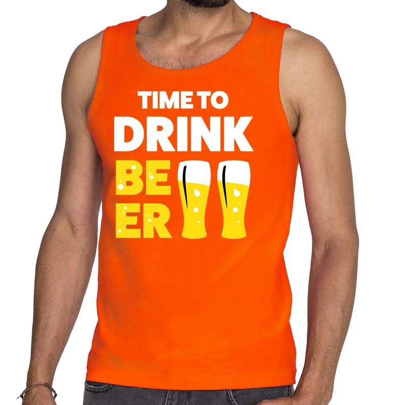 time-to-drink-beer-tekst-tanktop--mouwloos-shirt-oranje-heren_10142441