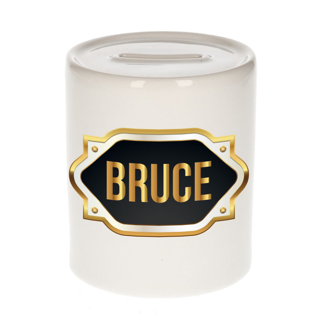 spaarpot-met-voornaam-bruce-wit-goud-zwart-embleem-8-x-9-cm-keramiek-afsluitdop_10261443