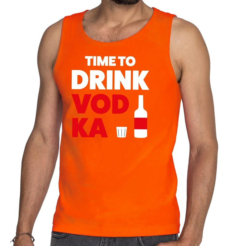 time-to-drink-vodka-tekst-tanktop--mouwloos-shirt-oranje-heren_10142444