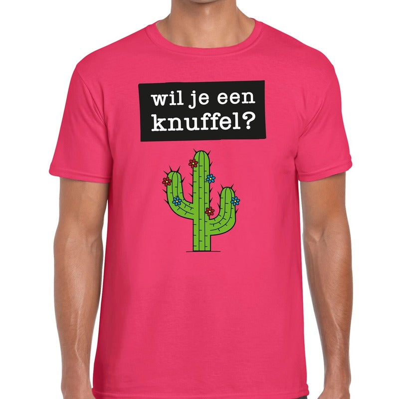 wil-je-een-knuffel-tekst-tshirt-roze-heren_10143453