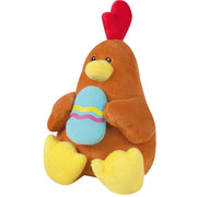 Pluche bruine kip knuffel met paasei 16 cm