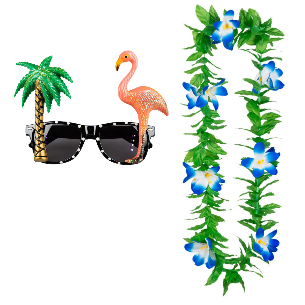 tropische-hawaii-party-verkleed-accessoires-set-funny-zonnebril-en-bloemenkrans-groen-blauw_10421459