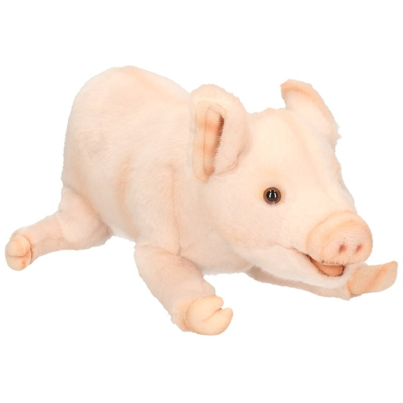 Pluche big/varken knuffel - liggend - 28 cm - boerderij knuffels