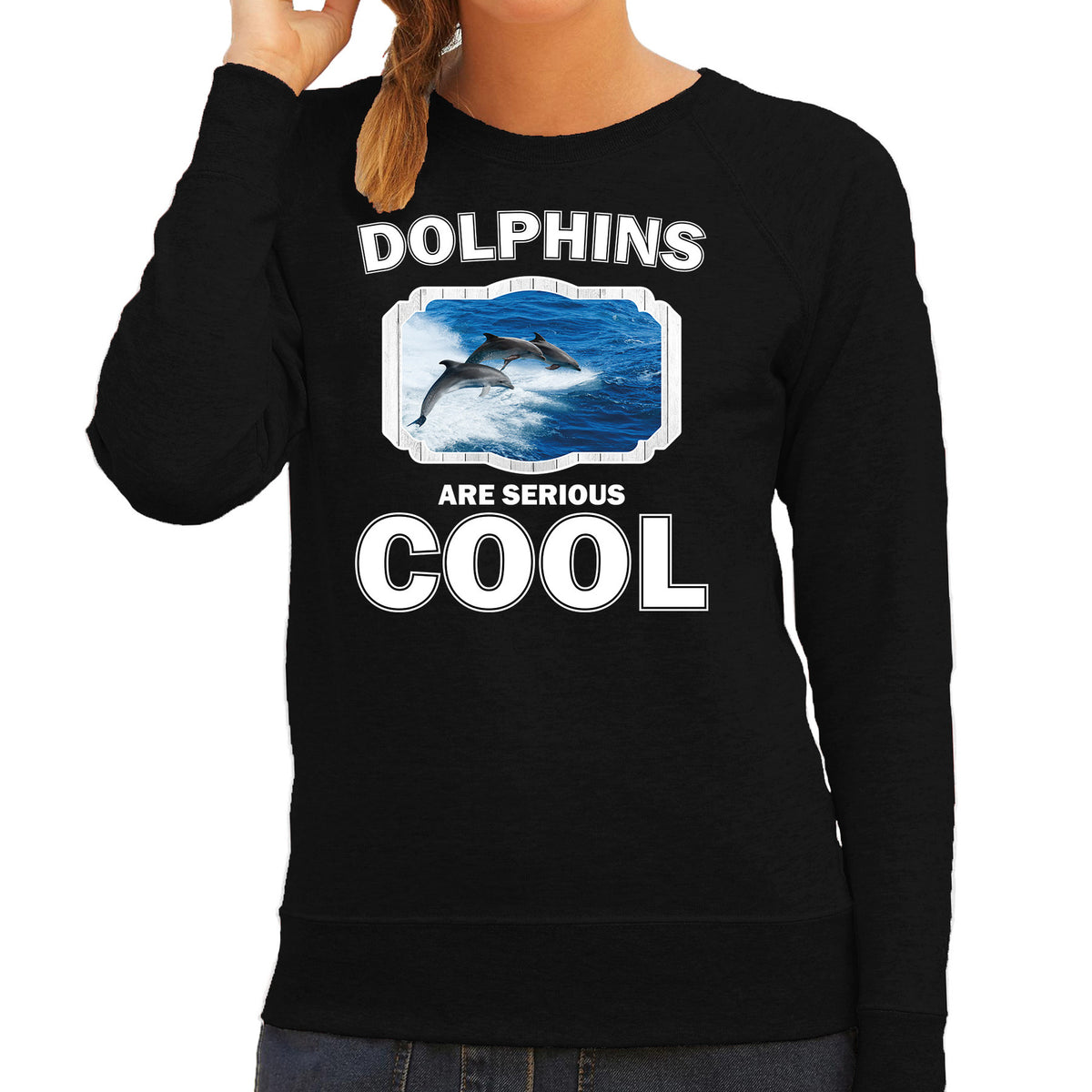 dieren-dolfijn-groep-sweater-zwart-dames-dolphins-are-cool-trui_10253471