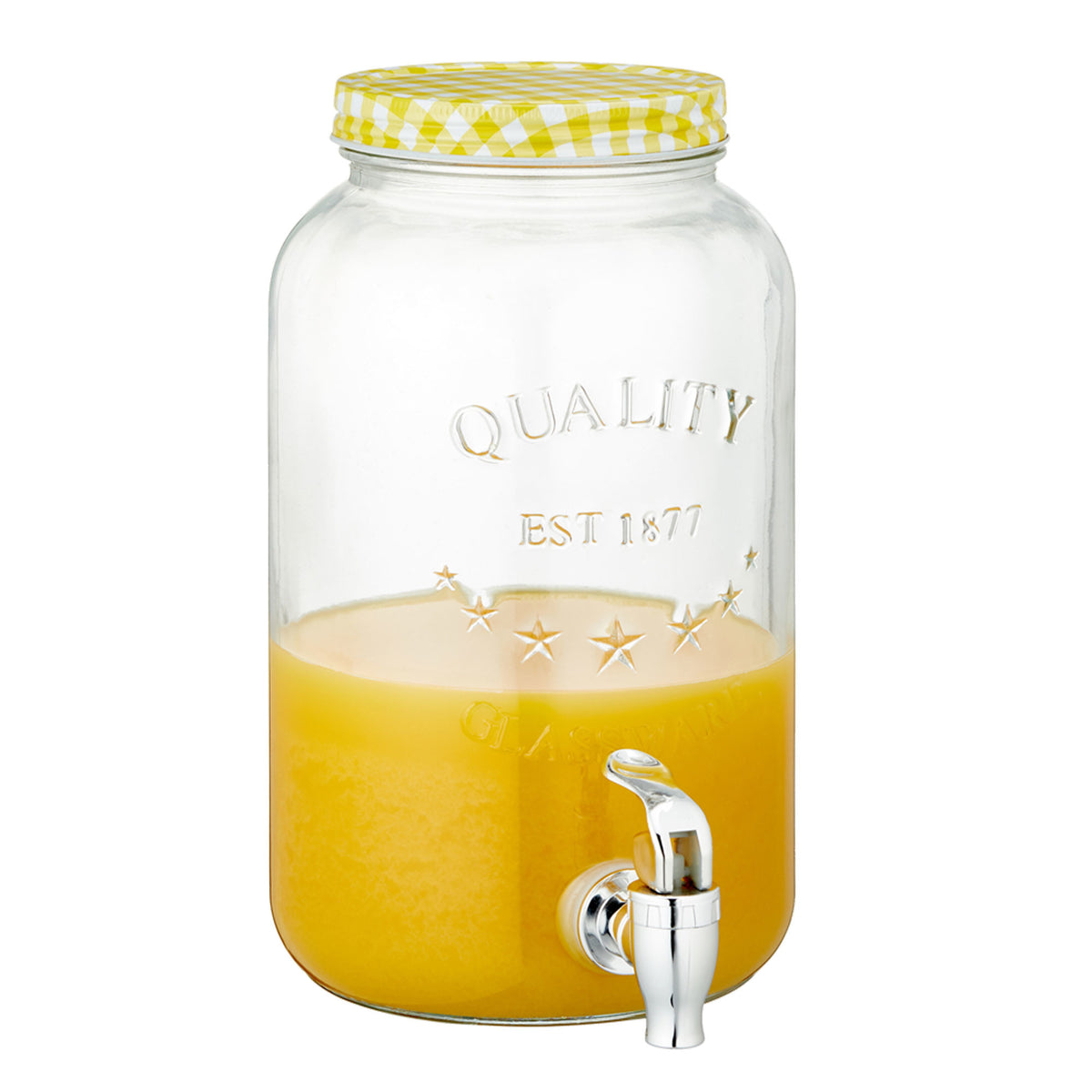 glazen-drankdispenser-limonadetap-met-geel-wit-geblokte-dop-35-liter_10302473