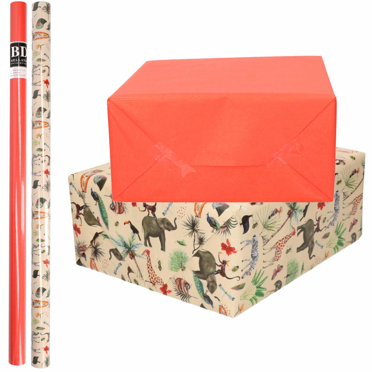8x-rollen-kraft-inpakpapier-jungle-oerwoud-pakket-dieren-rood-200-x-70-cm_10301485