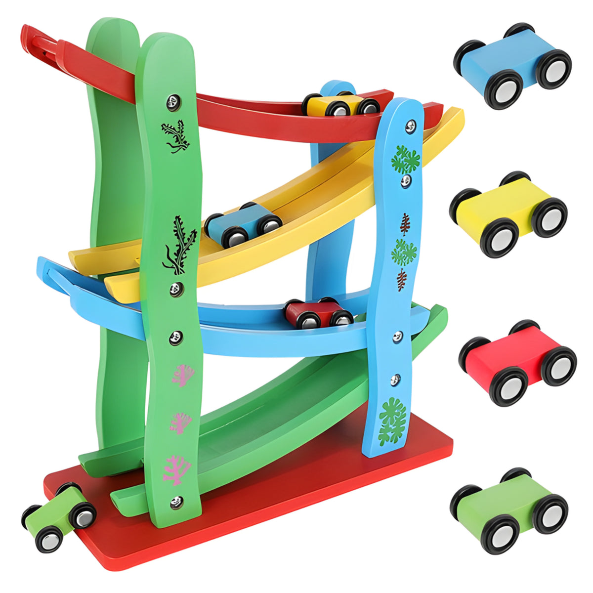 kruzzel-auto-rijbaan-hout-multicolor-28-x-24-cm-glijbaan-racebaan-autobaan_10485487-7