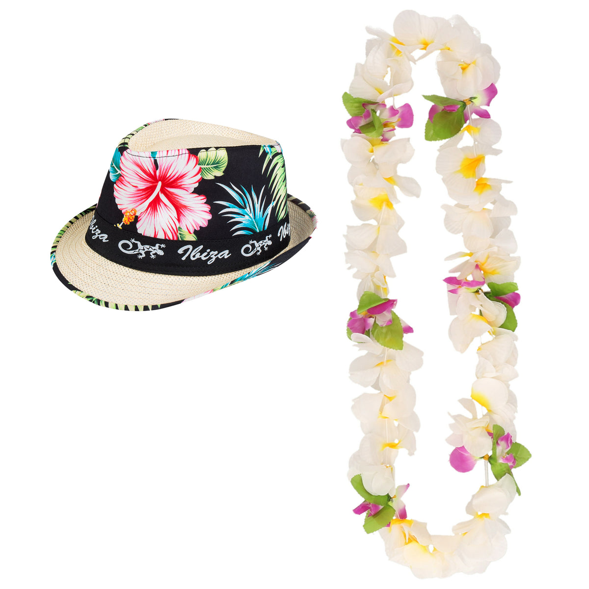 hawaii-thema-party-verkleedset-trilby-strohoedje-bloemenkrans-wit-geel-tropical-toppers_10421507
