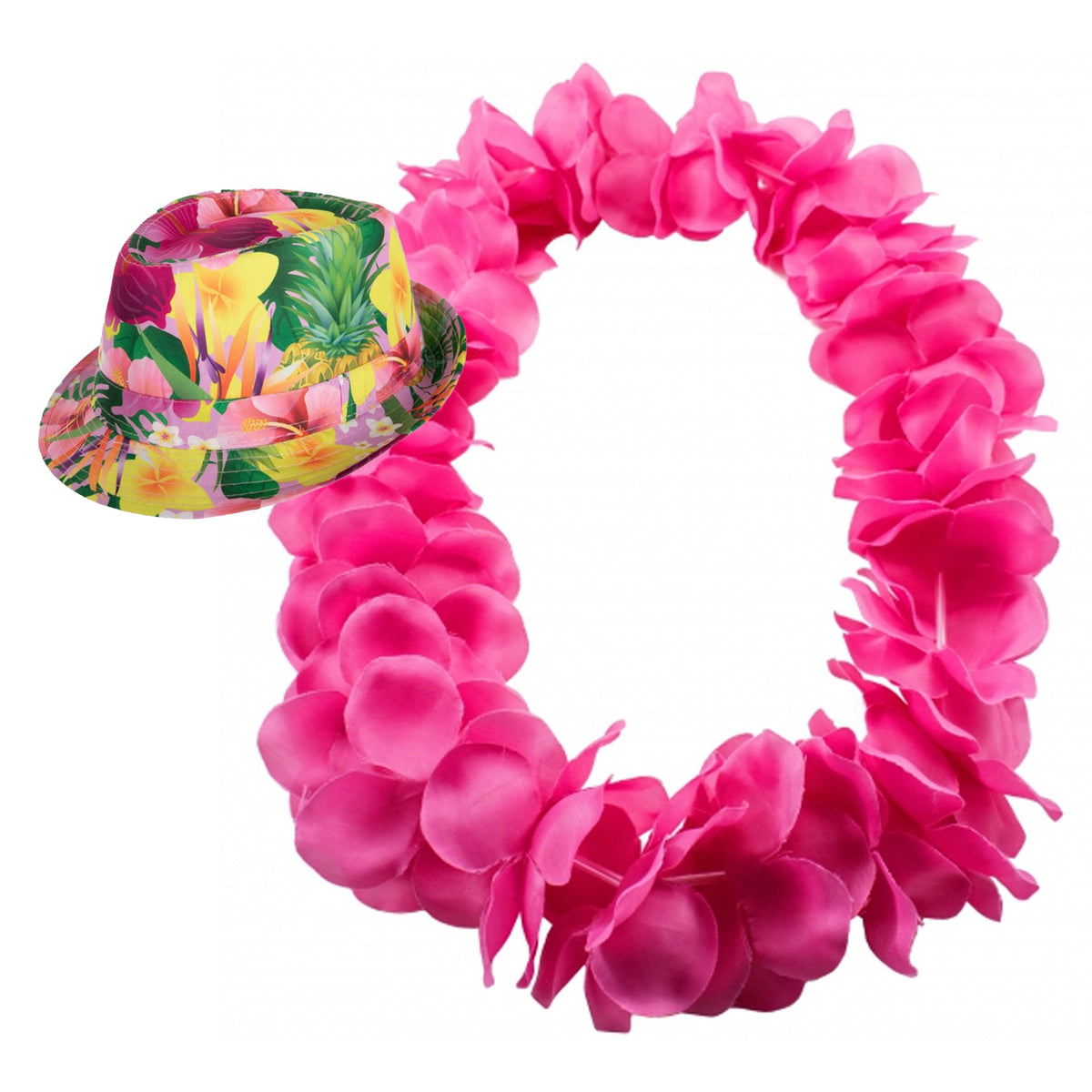 hawaii-thema-party-verkleedset-hoedje-tropical-print-bloemenkrans-neon-roze-tropical-toppers_10421515