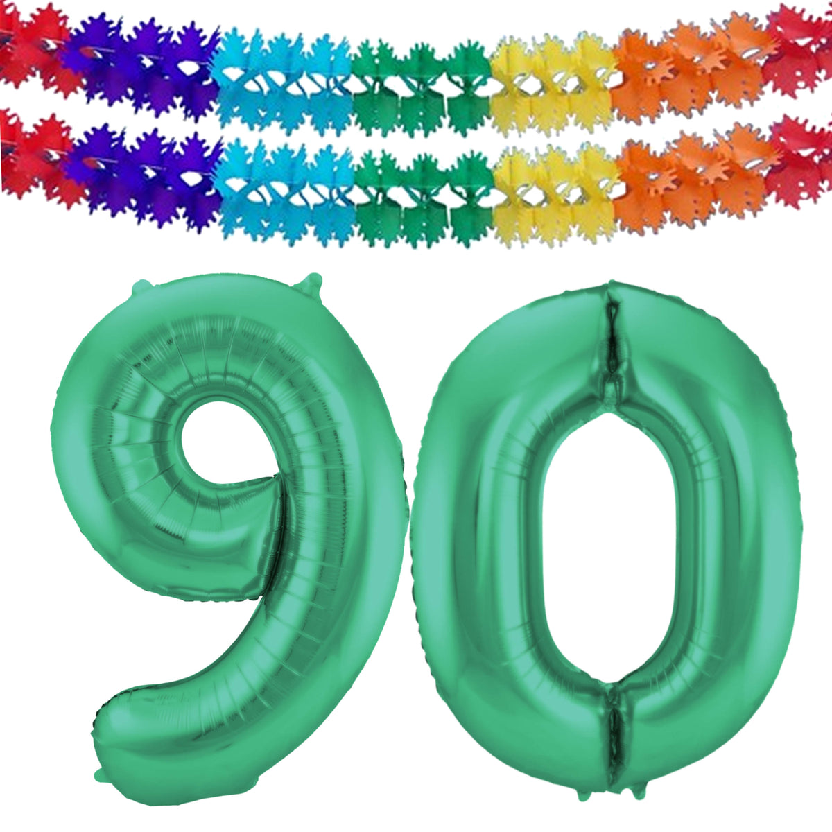 folat-verjaardag-leeftijd-folieballon-90-jaar-groen-86-cm-incl-2x-slingers_10376515