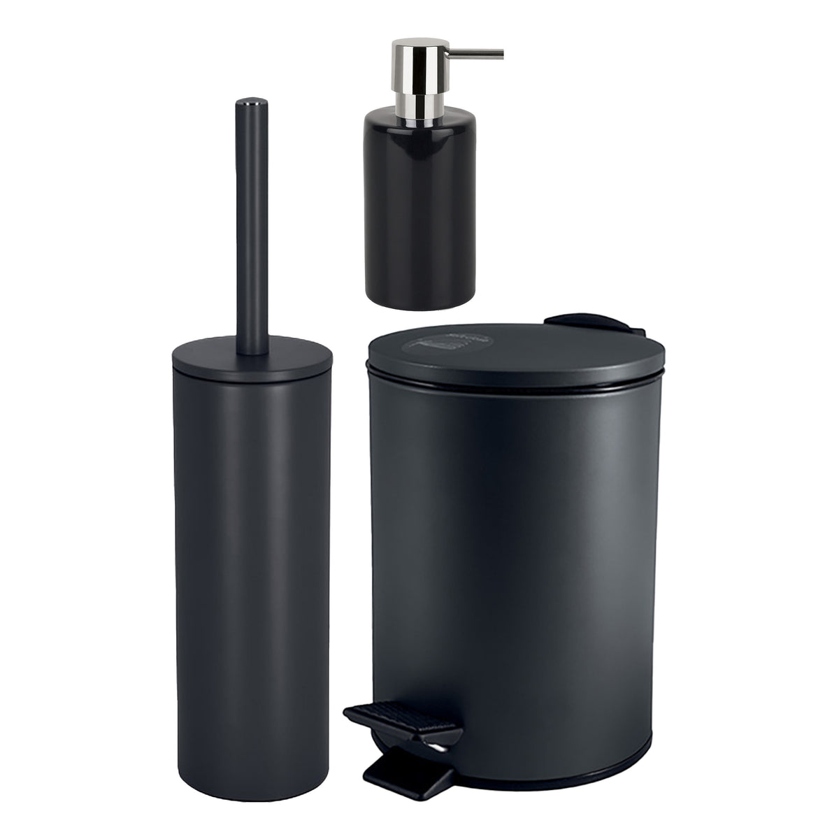 badkamer-accessoires-set-wcborstel-pedaalemmer-zeeppompje-metaal-keramiek-zwart_10416541