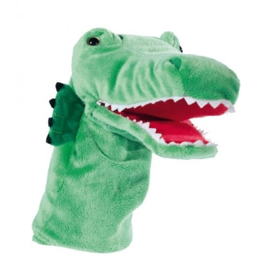 Crocodile hand puppet - green - 33 cm - plush - animal puppet show puppets - hand marionette
