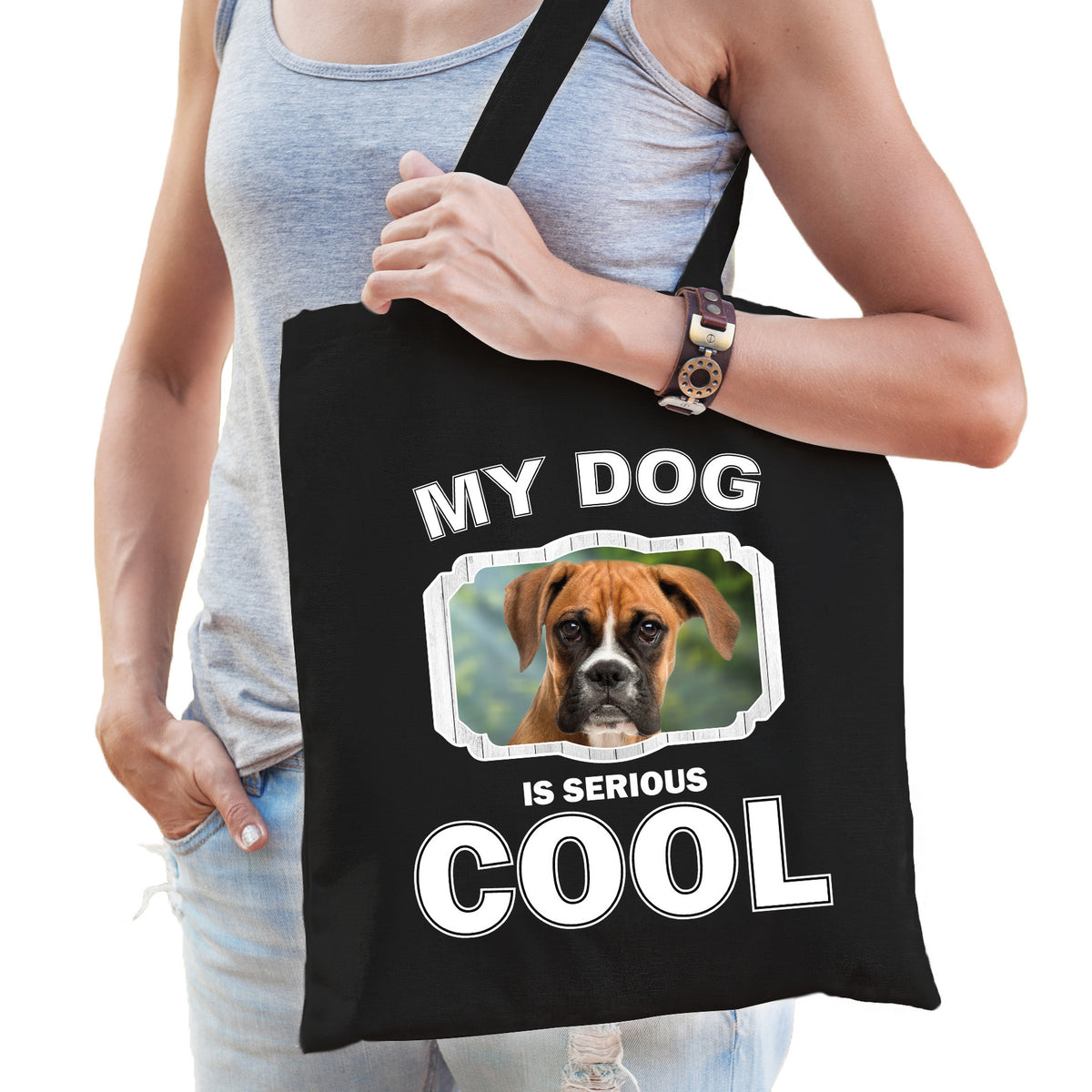 boxer-honden-tasje-zwart-volwassenen-en-kinderen-my-dog-serious-is-cool-kado-boodschappentasje_10246546