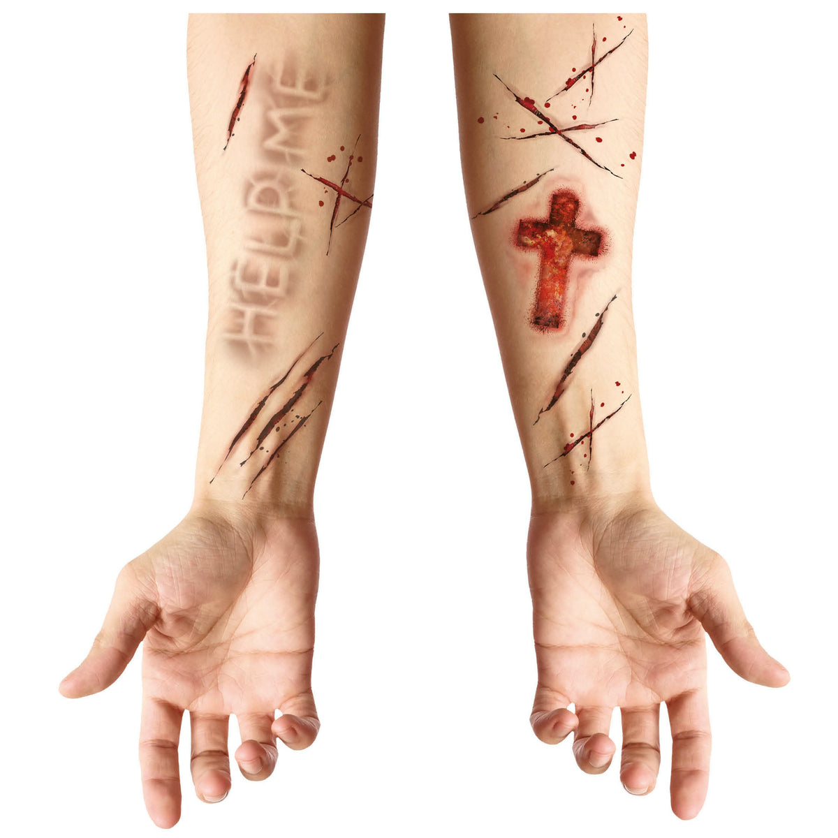 halloween-tattoo-nep-littekens-wonden-horror-bezeten-verkleed-thema-bloed_10406556-1