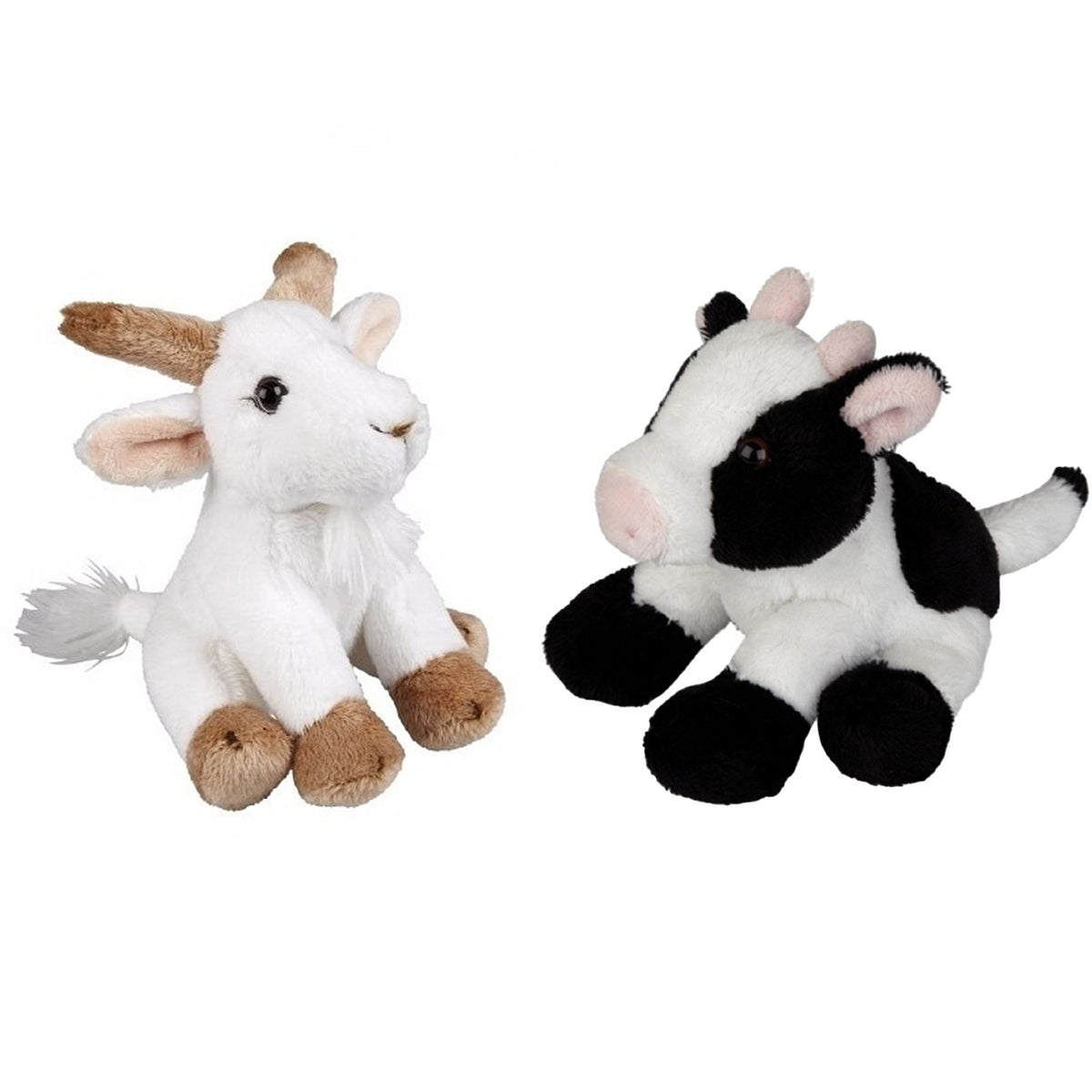 boerderij-dieren-zachte-pluche-knuffels-2x-stuks-geit-en-koe-van-15-cm_10363557