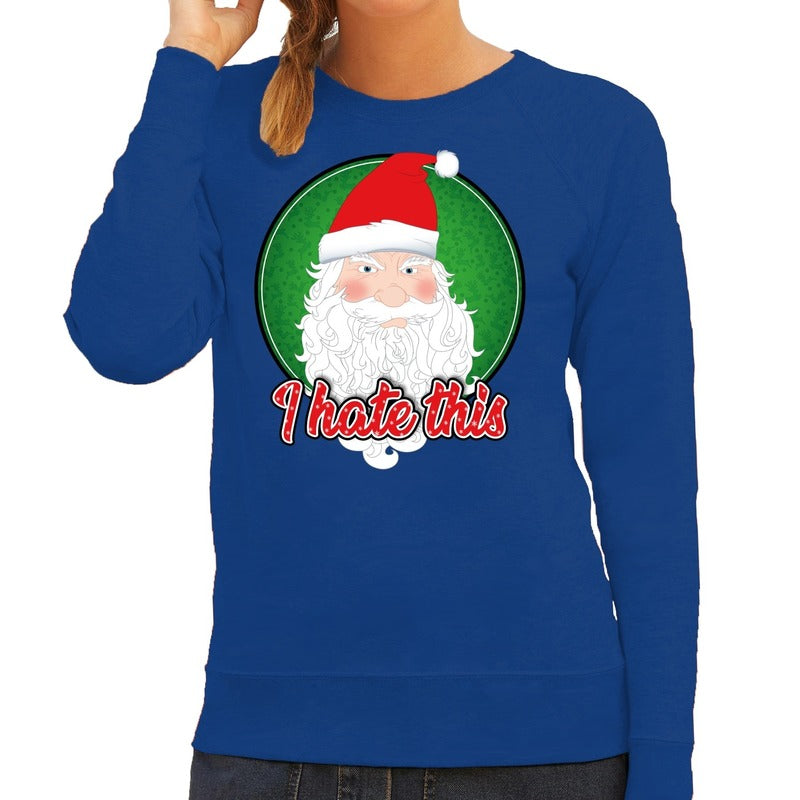 foute-kersttrui-i-hate-this-blauw-voor-dames_10173569