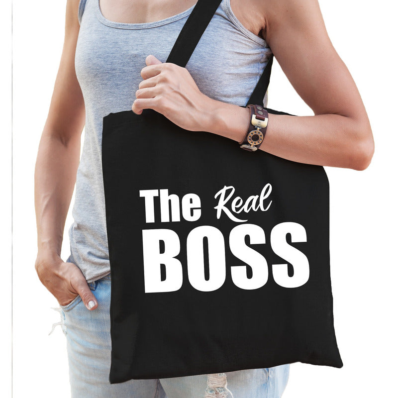 katoenen-tas--shopper-zwart-the-real-boss-witte-letters-dames_10185573