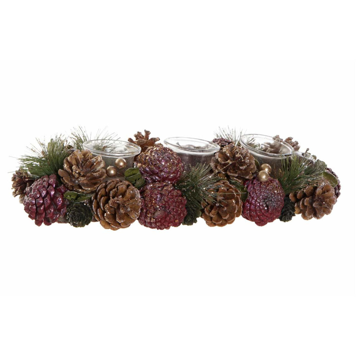kerststukje-theelichthouder-tafel-ornament-roze-bruin-38-x-15-x-95-cm-tafel-ornament_10338573