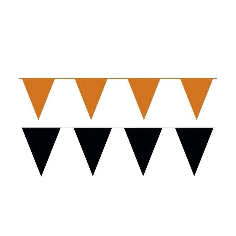 feest-versiering-punt-vlaggetjes-pakket-60-meter-oranje-en-zwart-slingers--vlaggenlijnen_10113576