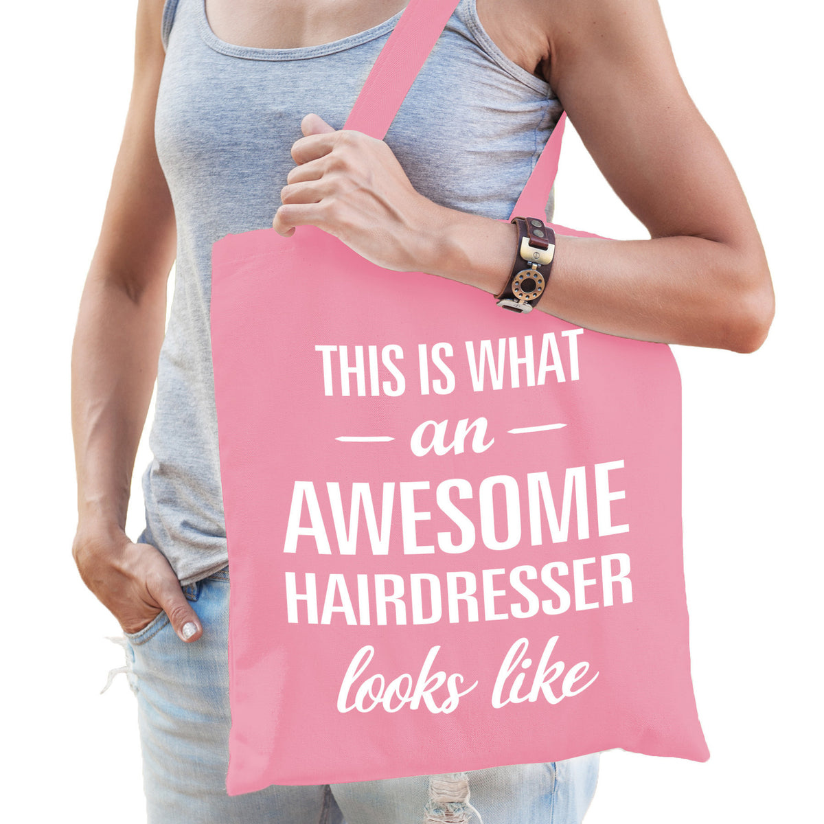cadeau-tas-voor-kapper-roze-katoen-42-x-38-cm-awesome-hairdresser_10393578