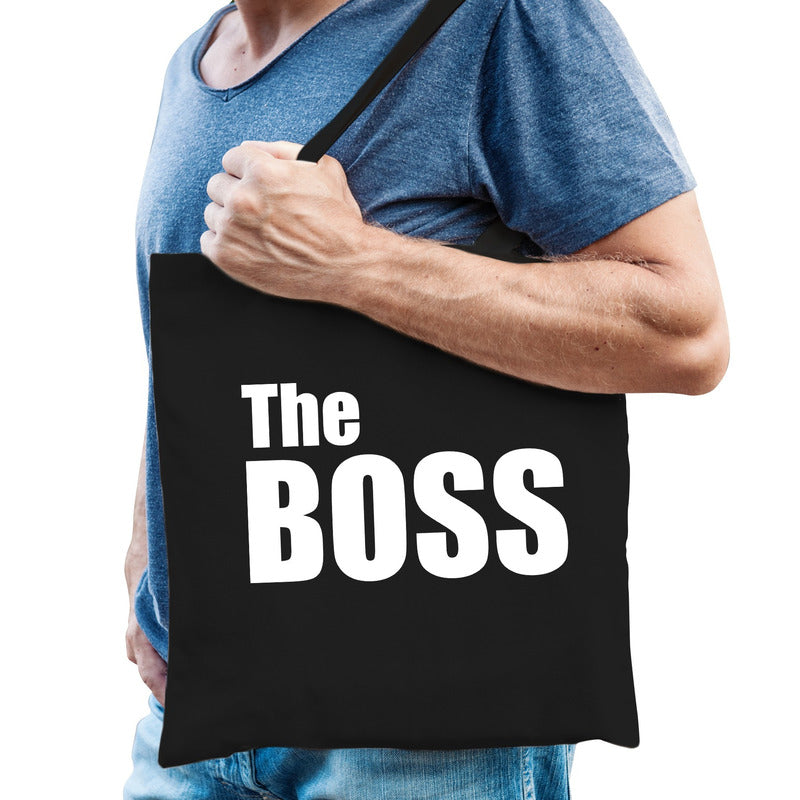 katoenen-tas--shopper-zwart-the-boss-witte-letters-heren_10185593