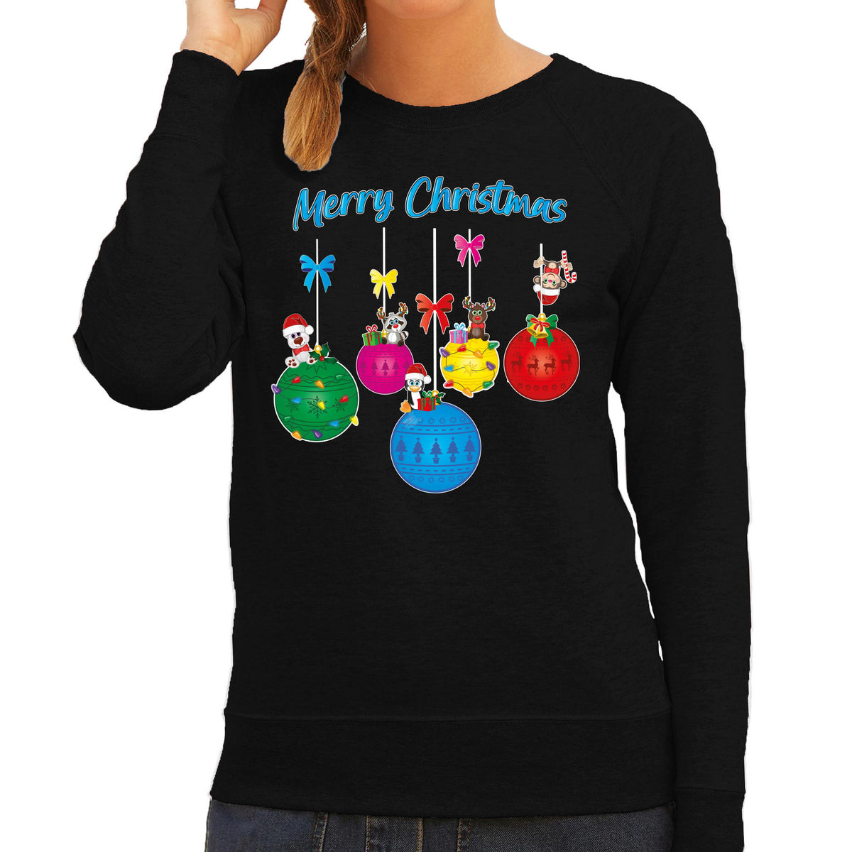 kersttrui--sweater-voor-dames-kerstballen-zwart-kerstdiertjes-merry-christmas_10449595