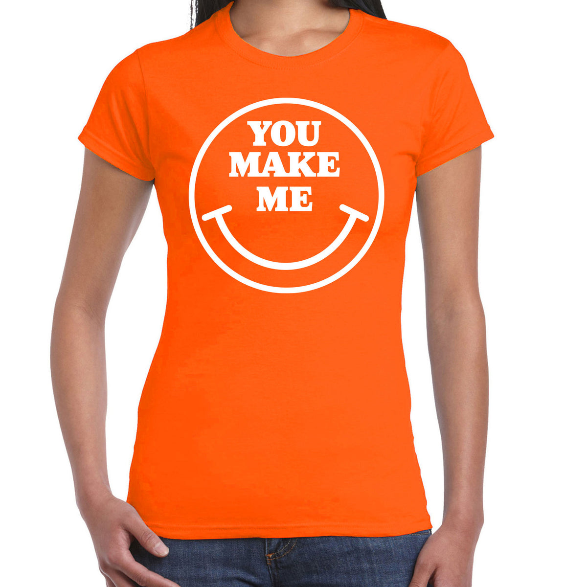 verkleed-tshirt-voor-dames-you-make-me-smile-emoticon-oranje-carnaval-foute-party-feest_10439600