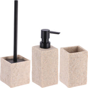 badkamer-set-wcborstel-zeeppomp-tandenborstelbeker-creme-kunststeen-polyresin_10463604