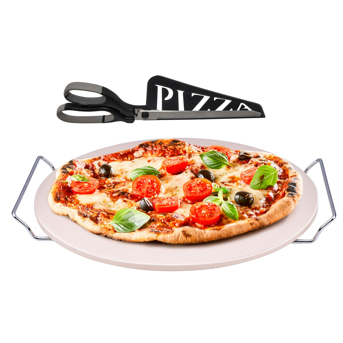 pizzasteen-bbq-oven-rond-keramiek-33-cm-met-handvaten-en-zwarte-pizzaschaar_10350606