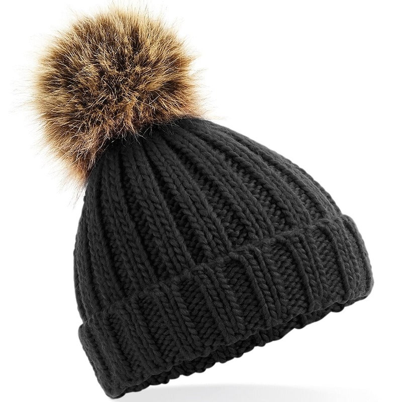 beechfield-gebreide-wintermuts-zwart-grof-chunky-met-pompon-voor-meisjes-kinderen_10129650