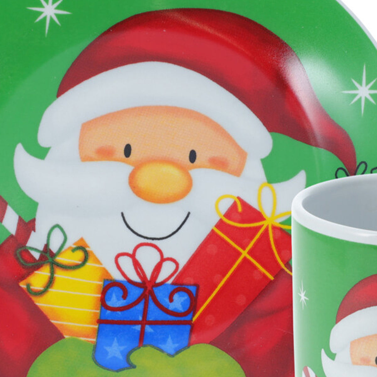 kerst-servies-setje-bordjes-beker-2delig-groen-met-kerstman-voor-kinderen_10464673-1