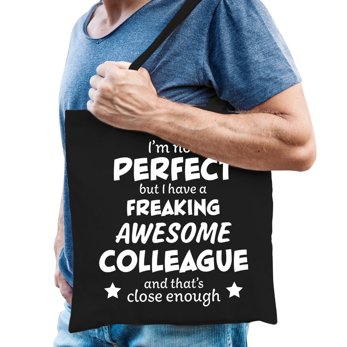 freaking-awesome-colleague--collega-cadeau-tas-zwart-heren_10222683