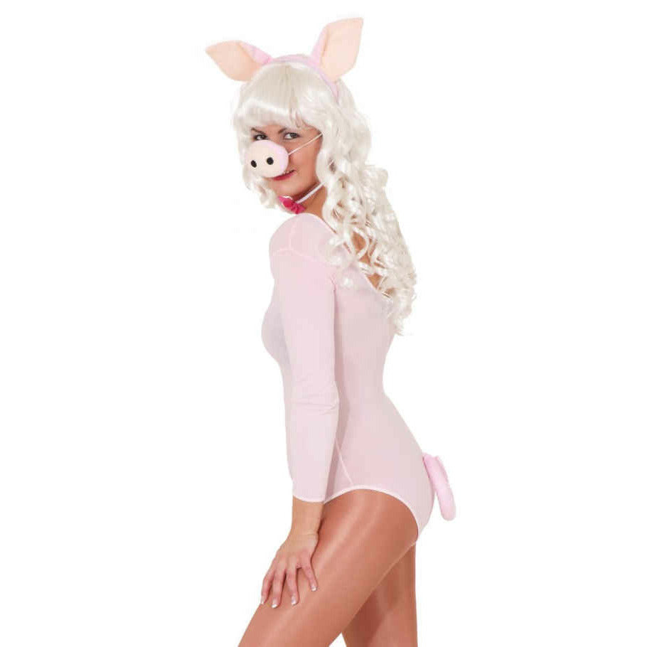 verkleed-accessoire-set-varken-4delig-roze-polyester-carnaval-verkleedkleding_10447690