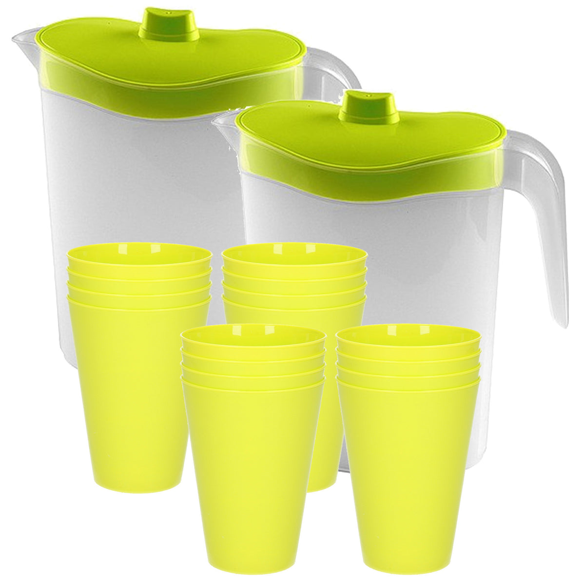 16x-kunststof-drinkbekers-430-ml-met-2x-stuks-schenkkannen-set-groen-van-25-liter_10355692