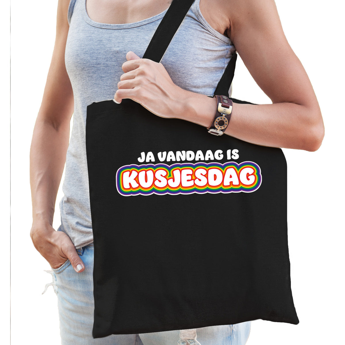 gay-pride-tas-voor-dames-kusjesdag-zwart-katoen-42-x-38-cm-regenboog-lhbti_10436717