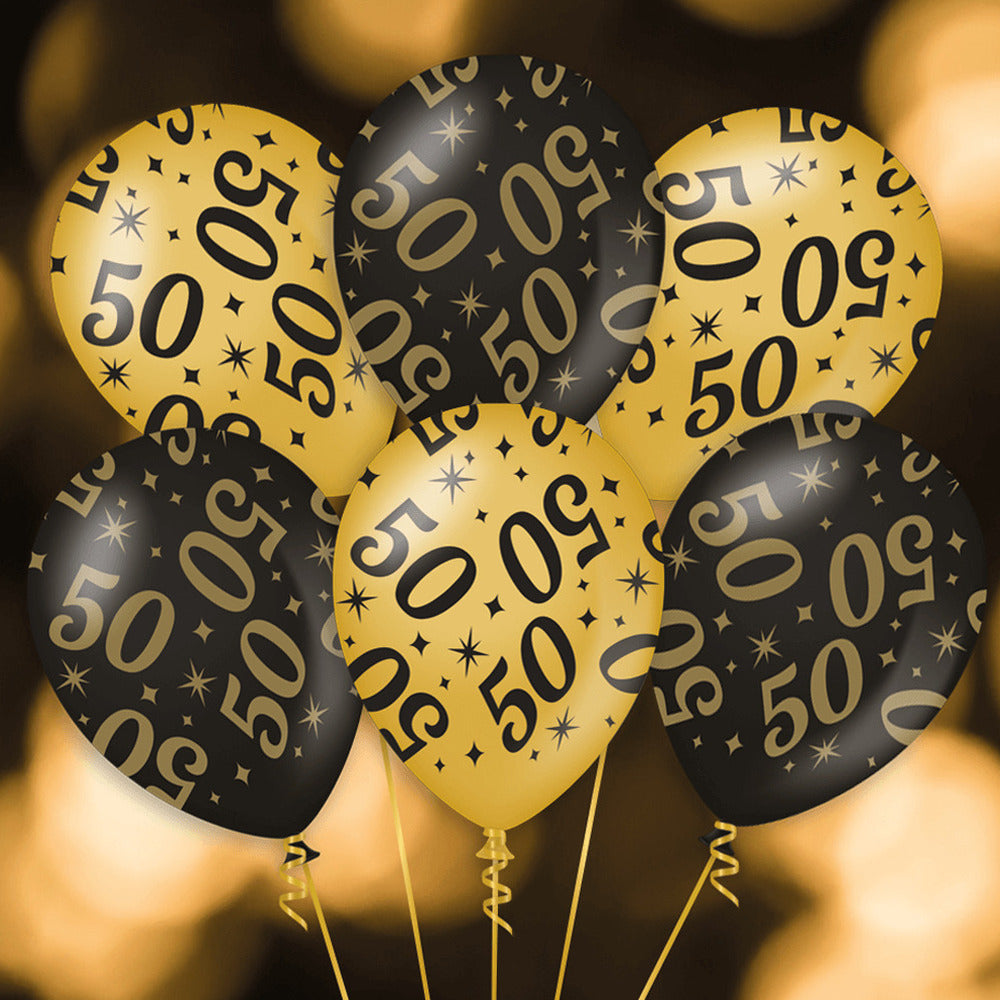 ballonnen-party-time-6x-zwart-goud-30-cm-leeftijd-verjaardag-thema-versiering_10337726-3