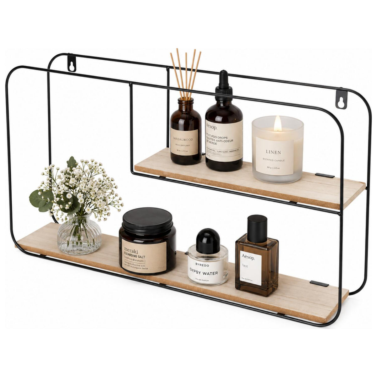 wandplank--wandrekje-decohome-naturel-zwart-2-niveaus-52-x-10-x-29-cm_10497728-2