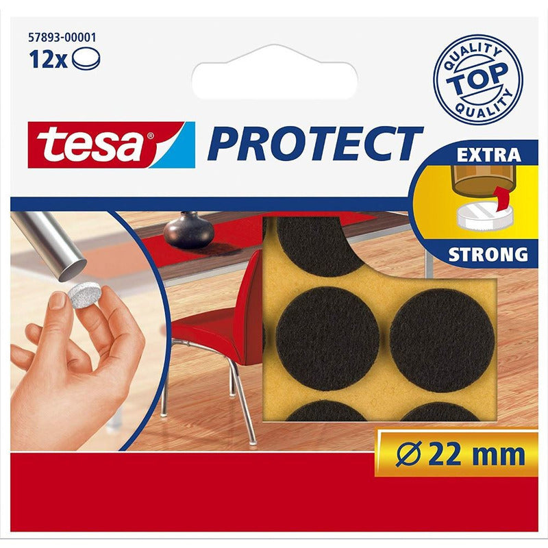 tesa-meubelvilt-12x-stuks-bruin-22-cm-rond-meubelbeschermers-beschermviltjes_10200743
