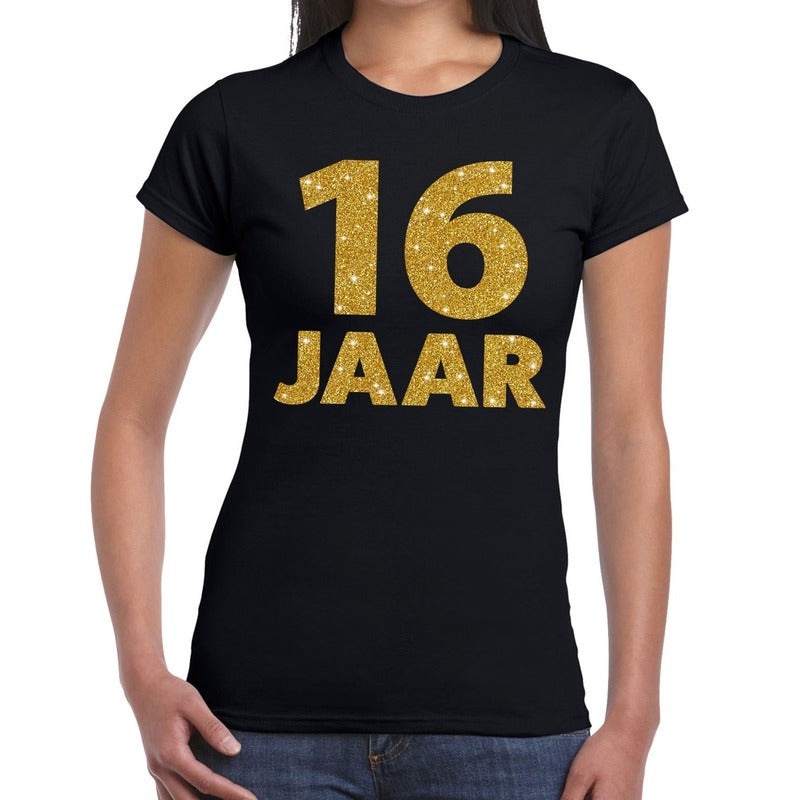 16-jaar-goud-glitter-tshirt-zwart-dames_10146747