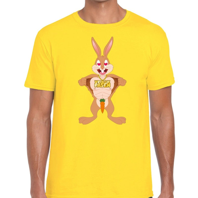 paas-tshirt-verliefde-paashaas-geel-voor-heren_10141773