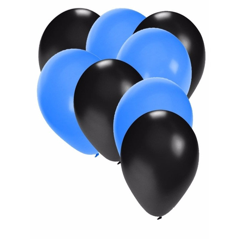 30x-ballonnen-27-cm--zwart--blauwe-versiering_10060786-1
