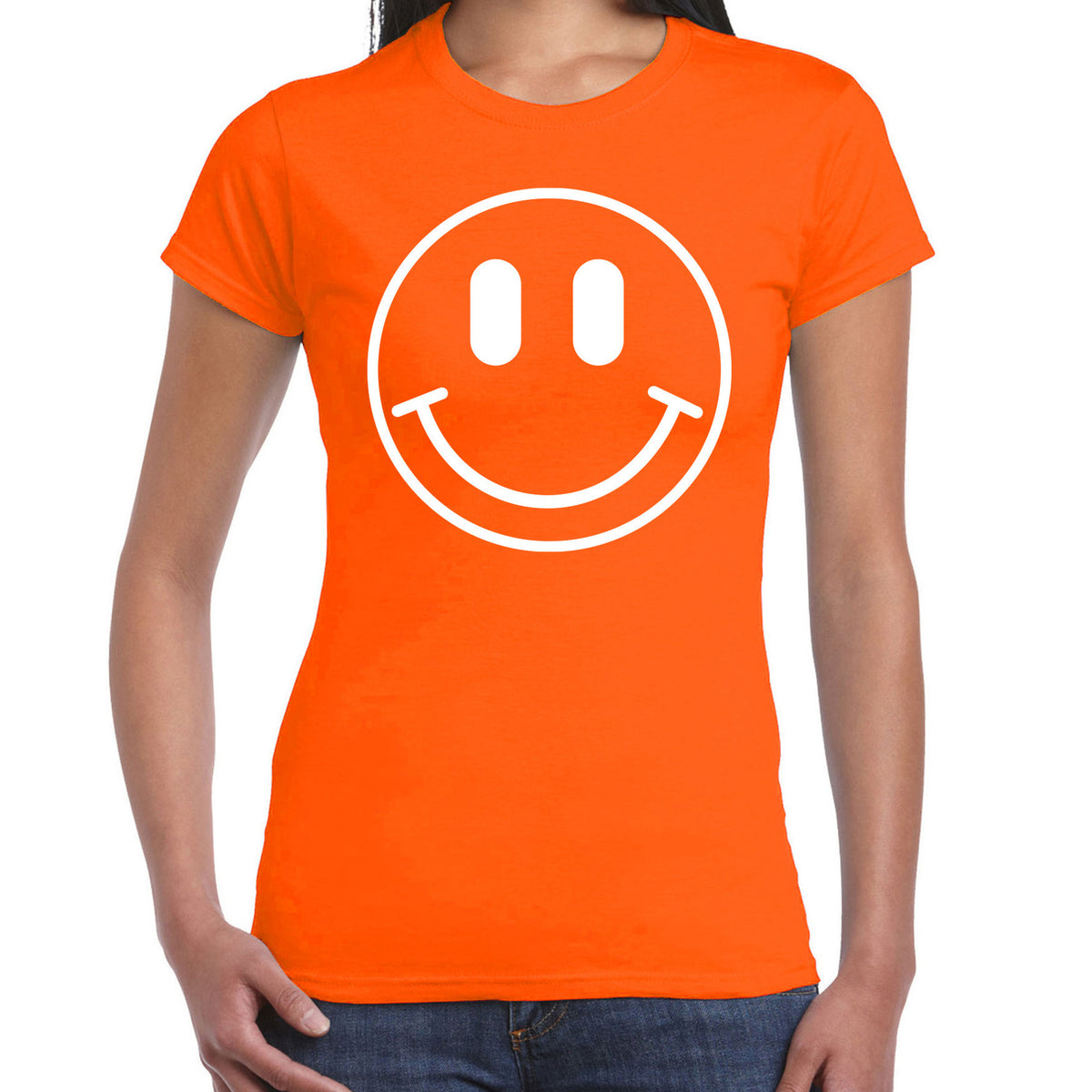 verkleed-tshirt-voor-dames-smile-emoticon-oranje-carnaval-foute-party-feestkleding_10438794