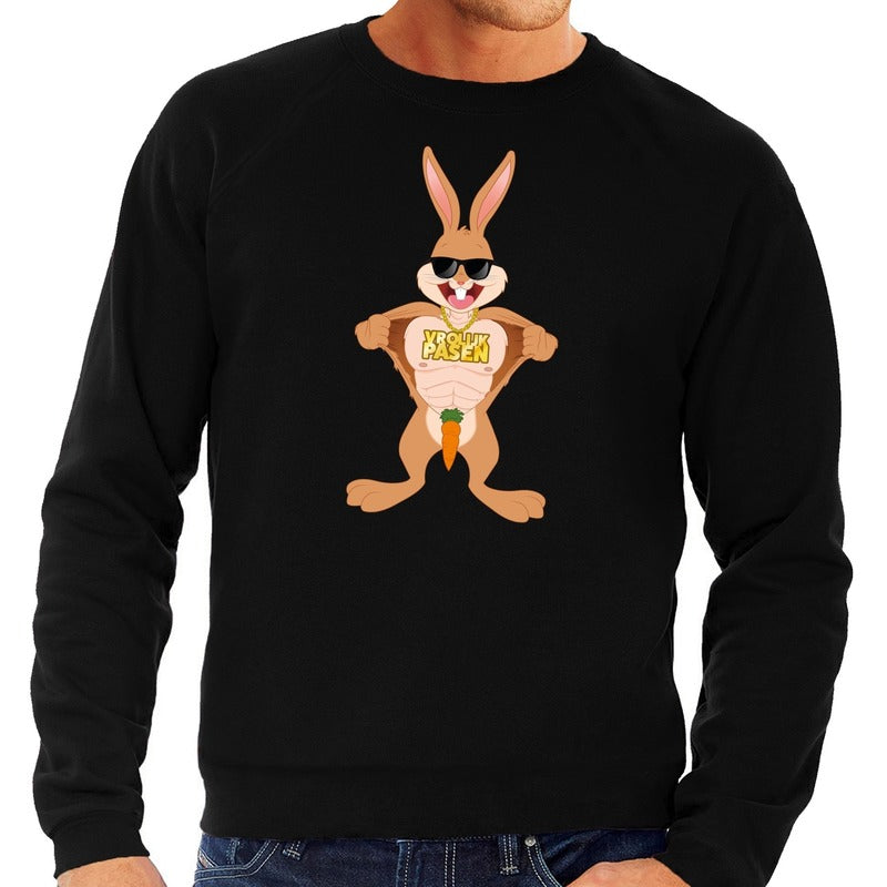 pasen-thema-sweater-stoere-paashaas-zwart-voor-heren-lange-mouwen_10141797